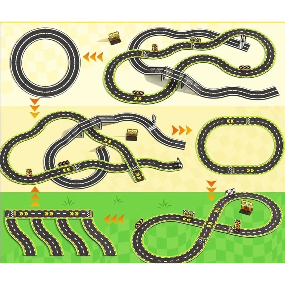Coodoo Magnetic Tiles Road Racing Track Set 24 Piece STEM Building Toy Kids 3+